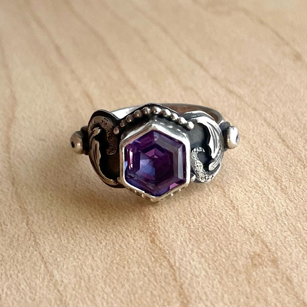 Handmade Alexandrite silver ring - Picture 4 of 14